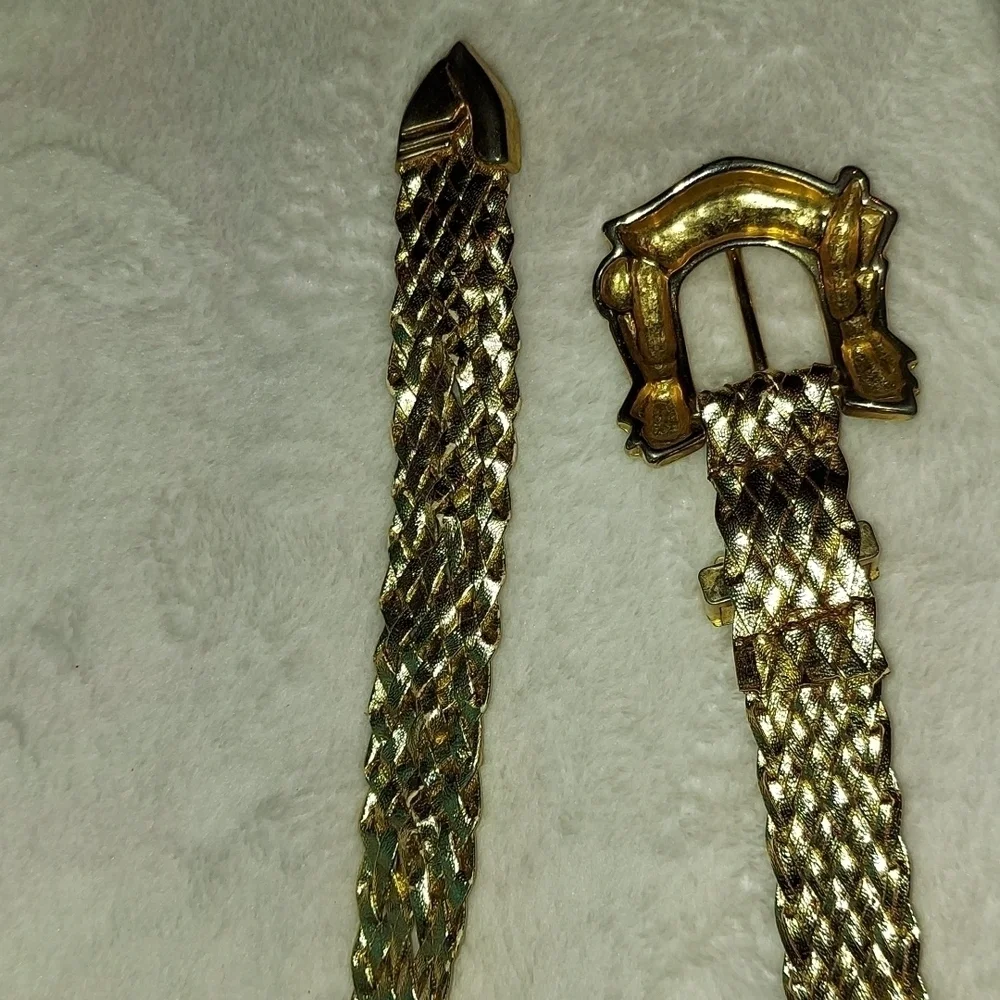 Gold vintage Vegan Faux leather rope belt